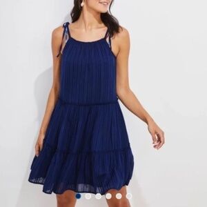 NWT Vineyard Vines Tiered Textured Beach Dress Coverup in Deep Bay Size M